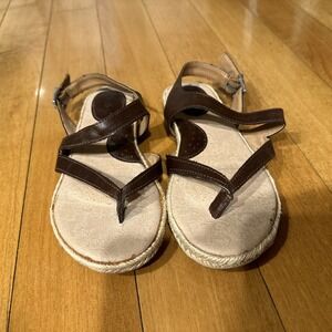 b.o.c Sandals Size 6 M Brown With Buckle Slip On Thong With Braided Cording BOC